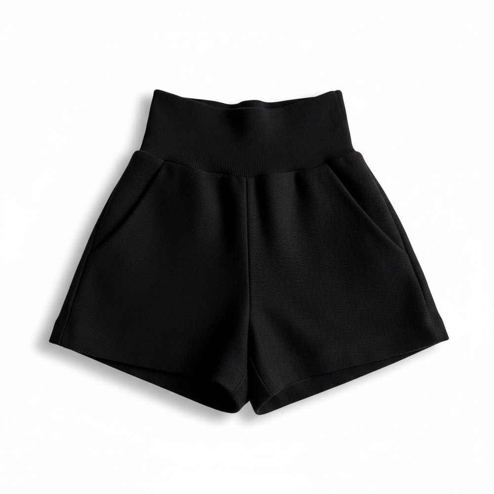 Theory Black Textured High Waist Zipper Pocket Shorts Women's Size 6